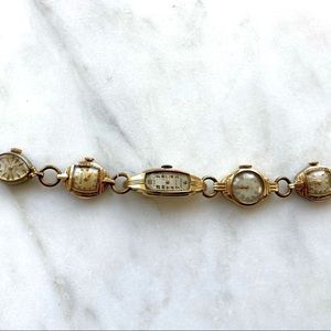 Vintage Antique Bracelet Made of Watches Gold x Stainless Steel Rare